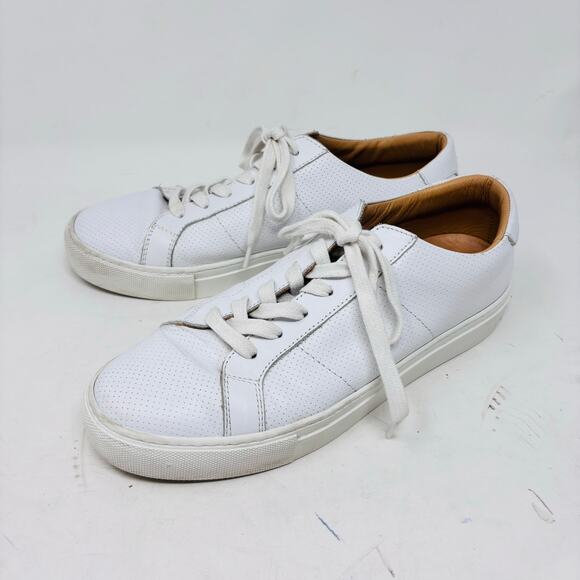 Ladies Greats Brooklyn Royale Perforated Sneaker 9.5 White Leather Lace Up Shoes - Picture 1 of 12